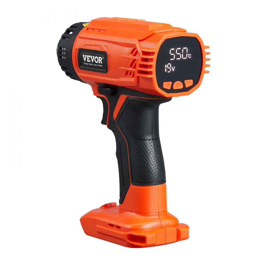 VEVOR Cordless Heat Gun, Hot Air Gun Compatible with DEWALT 20V Lithium Batteries, LCD Display Heat Shrink Gun with LED Light, Multi-Level Temp & 4 Nozzles, Ideal for Shrink Tubing, PVC Wrap, Crafting