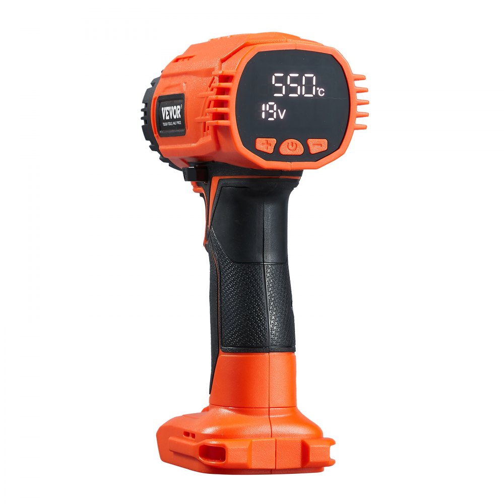 VEVOR Cordless Heat Gun, Hot Air Gun Compatible with DEWALT 20V Lithium Batteries, LCD Display Heat Shrink Gun with LED Light, Multi-Level Temp & 4 Nozzles, Ideal for Shrink Tubing, PVC Wrap, Crafting
