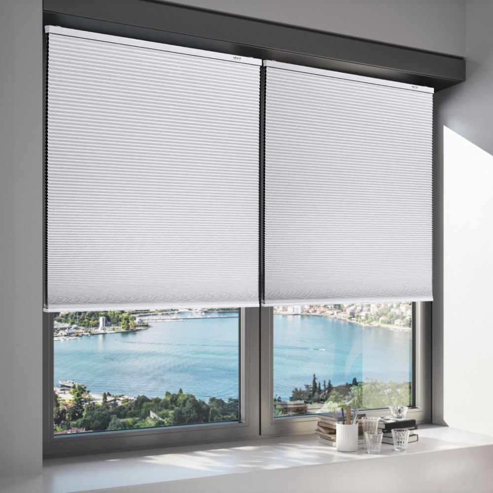 VEVOR Cellular Shades, 1 inch Light Filtering Cordless Cellular Blinds, Blackout Privacy Honeycomb Shades for Home Indoor Windows, Thermal Insulation Noise Reduction, for Living Room, Bedroom, White