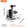 VEVOR Slow Masticating Juicer, Cold Press Juicer Machine with Reverse Function, Quiet Motor Slow Juicer, Juice Extractor Maker Easy to Clean with Brush, for High Nutrient Fruits Vegetables