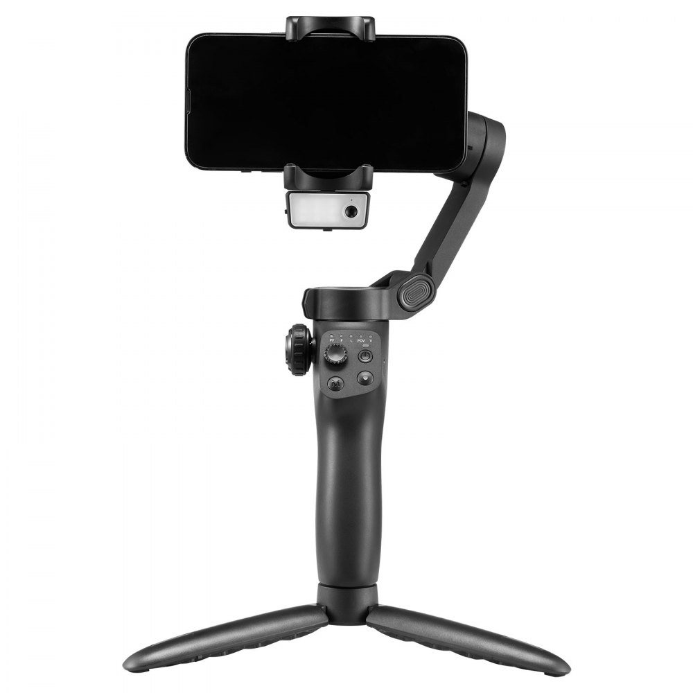 VEVOR Gimbal Stabilizer for Smartphone, 3-Axis Stabilization, AI-Powered Phone Gimbal for Android iPhone with Fill Light, Tripod, Auto Tracking, Portable Foldable Phone Stabilizer for Video Recording