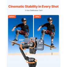 3-Axis Phone Gimbal Stabilizer for Smartphone AI-Powered Tracking Fill Light