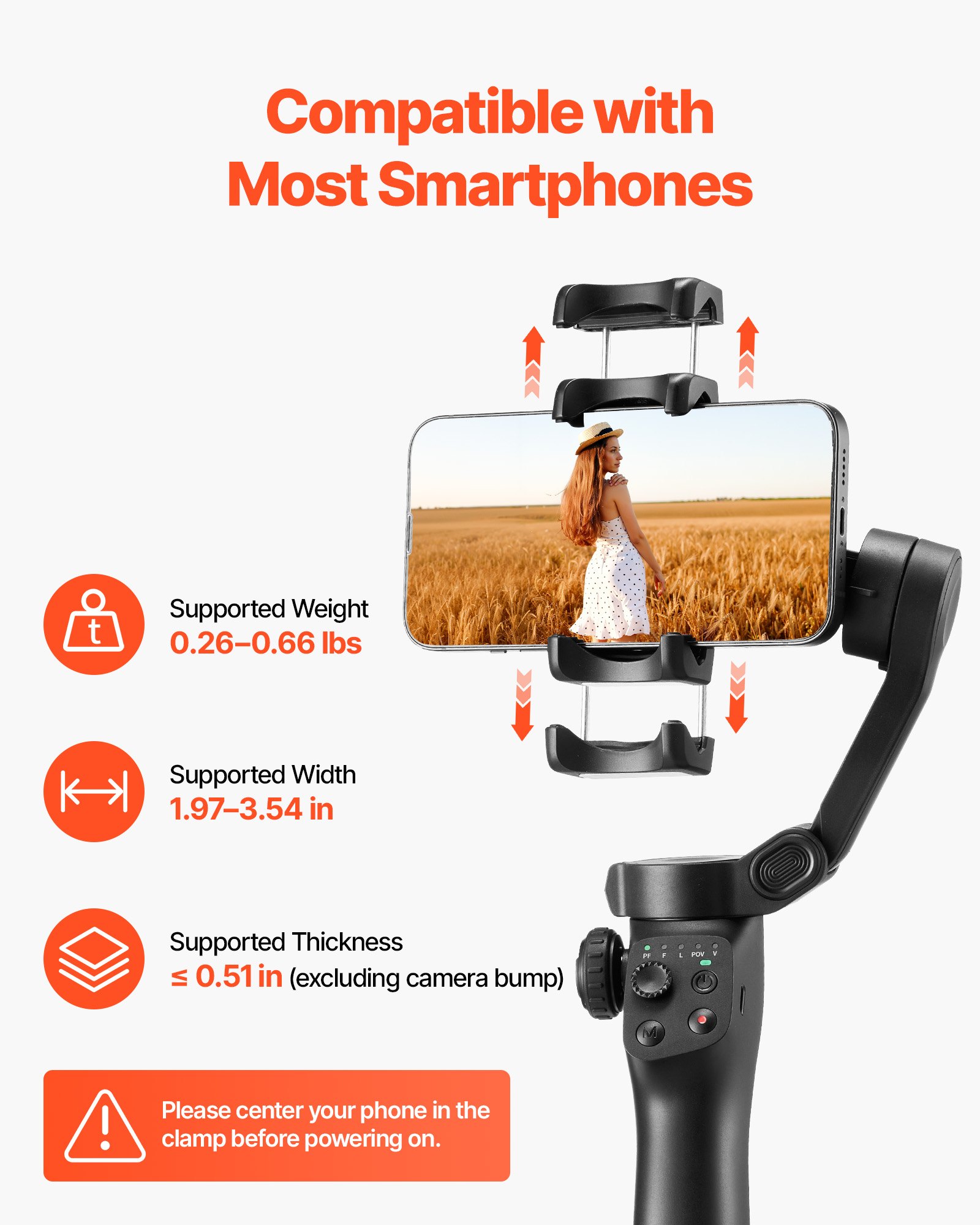 VEVOR Gimbal Stabilizer for Smartphone, 3-Axis Stabilization, Phone Gimbal for Android & iPhone with Face/Object Tracking, Tripod, Portable & Foldable Handheld Phone Stabilizer for Video Recording