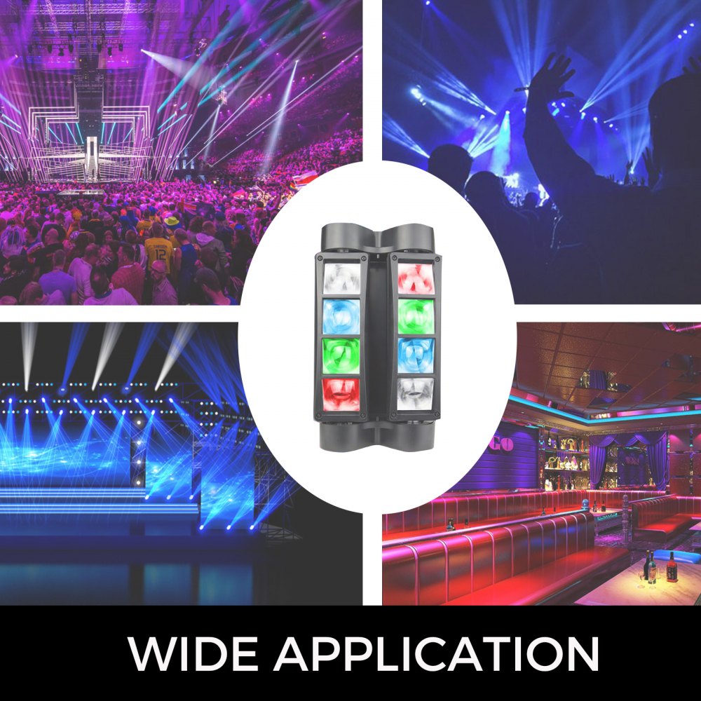 VEVOR 8x10W Moving Head Stage Light LED Spider Beam KTV DJ High-speed flash