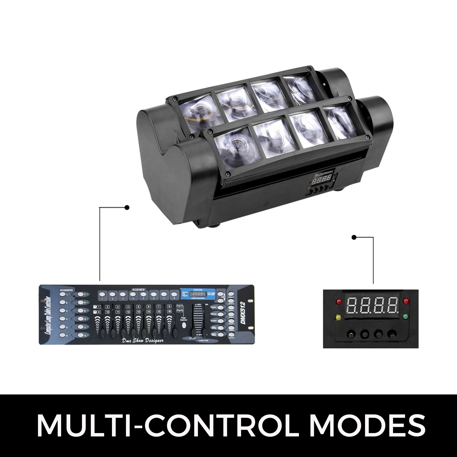 VEVOR 8x10W Moving Head Stage Light LED Spider Beam KTV DJ High-speed flash