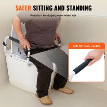 VEVOR Toilet Safety Rail, 136 kg Capacity Toilet Seat Frame, Adjustable Width Fit Most Toilets, Easy Installation, Toilet Handles Grab Bars with Padded Armrests for Handicap, Disabled, Seniors