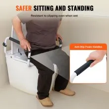 VEVOR Toilet Safety Rail, 300LBS Capacity Toilet Seat Frame, Adjustable Width Fit Most Toilets, Easy Installation, Toilet Handles Grab Bars with Padded Armrests for Handicap, Disabled, Seniors