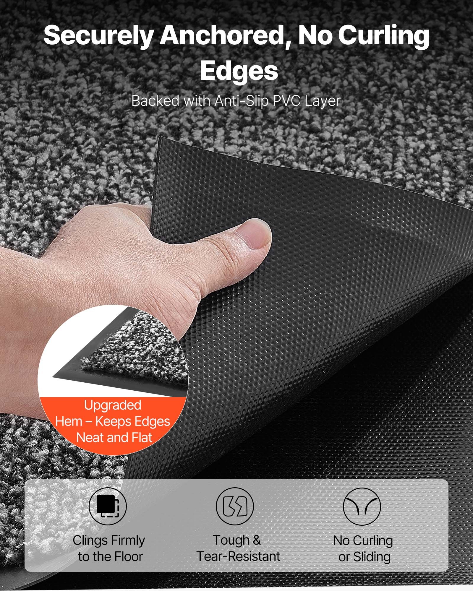 VEVOR Front Door Mat, 1524 x 914 mm Commercial Floor Mat for Indoor and Outdoor, Industrial Entrance Carpet with PVC Backing, Heavy Duty Washable Entry Rug for Hallway, Kitchen, Balcony, Garage, Grey