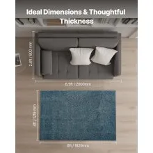 VEVOR Front Door Mat, 6 x 4 ft Commercial Floor Mat for Indoor and Outdoor, Industrial Entrance Carpet with PVC Backing, Heavy Duty Washable Entry Rug for Hallway, Kitchen, Balcony, Garage, Slate Blue