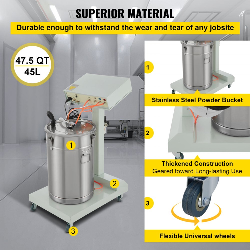 WX-101 Electrostatic Powder Coating System Machine 45L with Spraying Gun Sprayer