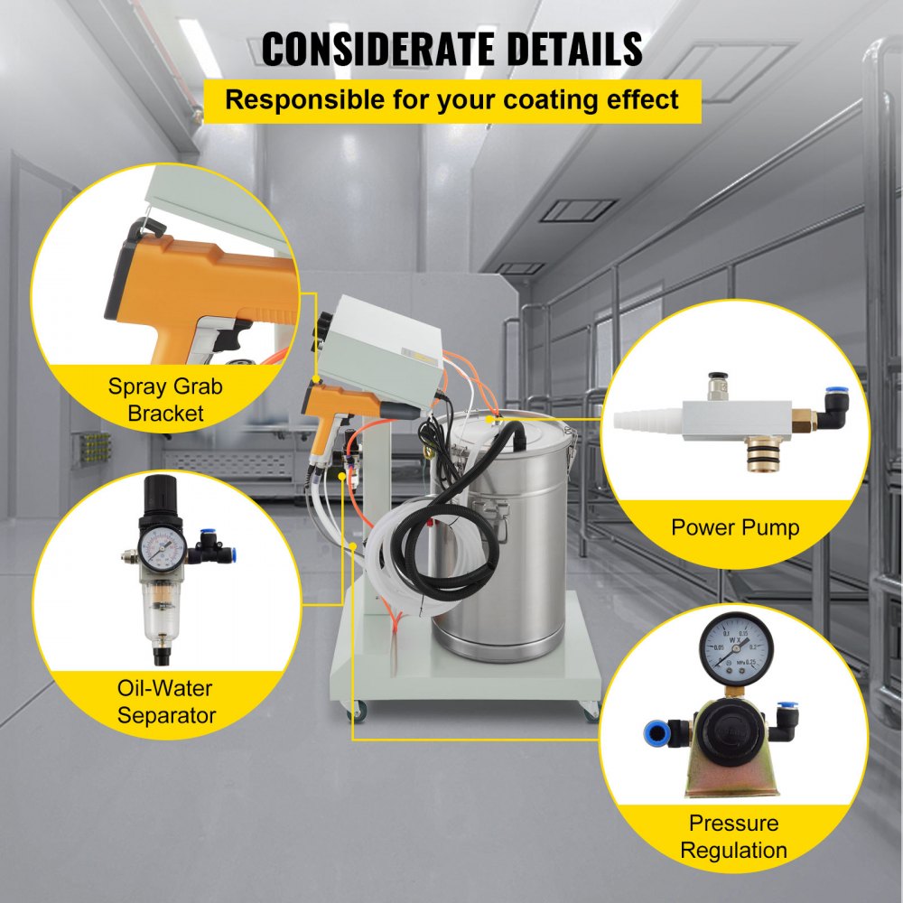 WX-101 Electrostatic Powder Coating System Machine 45L with Spraying Gun Sprayer
