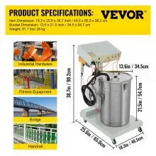VEVOR 40W 50L Electrostatic Powder Coating Machine with Spraying Gun Paint 550g WX-101 Powder Coating System (40W 50L)
