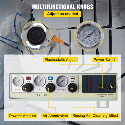 VEVOR Powder Coating Machine WX-101 Electrostatic Spray Powder Coating Machine 40W 50L Electrostatic Powder Coating System Spraying Gun Paint System Powder Coating Equipment