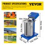 VEVOR 50W 45L Electrostatic Powder Coating Machine with Spraying Gun Paint 450g Per Minute WX-958 Powder Coating System (50W 45L)