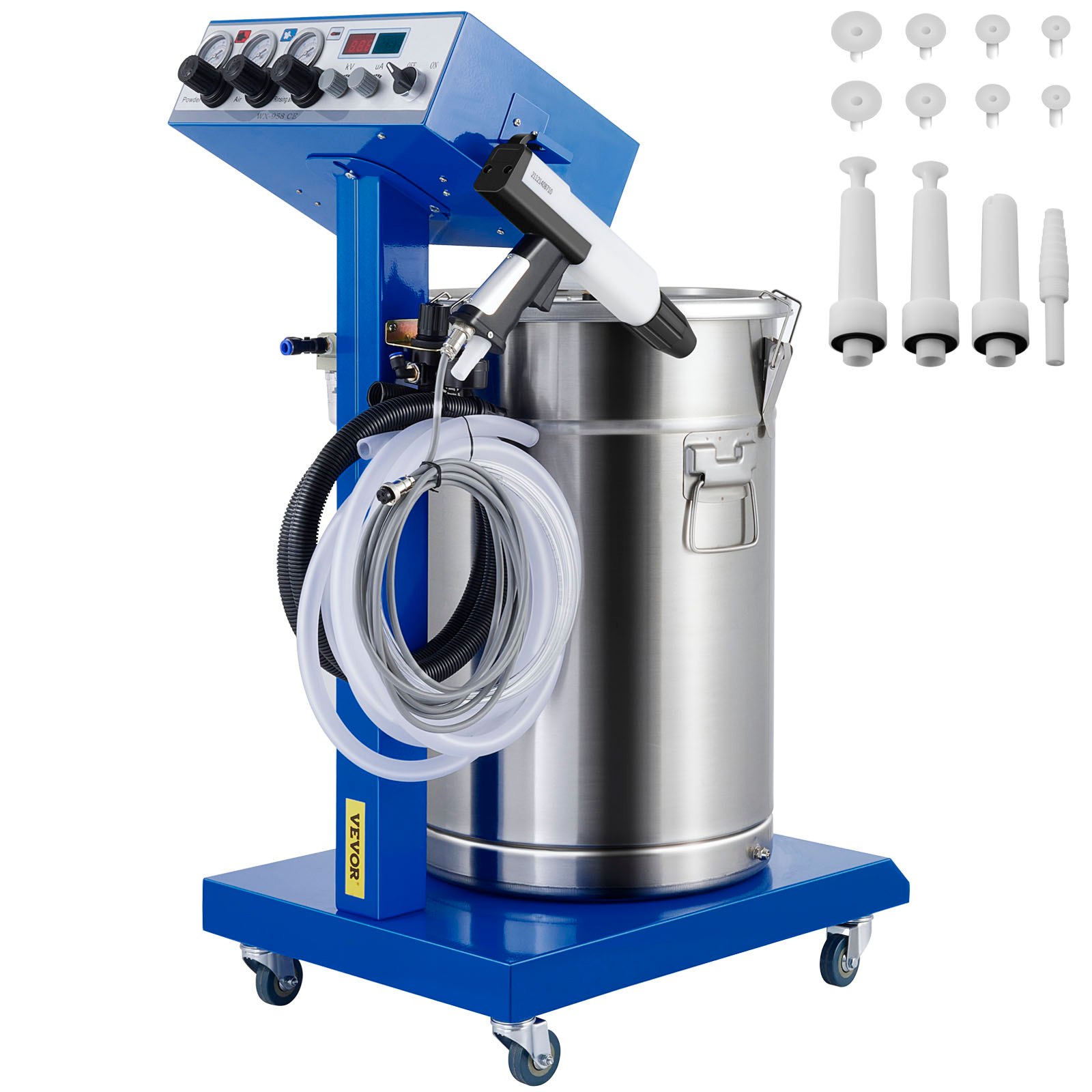 VEVOR Powder Coating Machine WX-958 Electrostatic Spray Powder Coating Machine 50W 45L Electrostatic Powder Coating System Spraying Gun Paint System Powder Coating Equipment