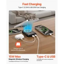 Magnetic Power Bank 10000 mAh Fast Charging Wireless Battery Charger LED Display