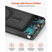 Magnetic Power Bank 10000 mAh Fast Charging Wireless Battery Charger LED Display