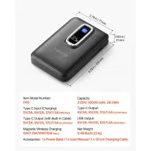 Magnetic Power Bank 10000 mAh Fast Charging Wireless Battery Charger LED Display