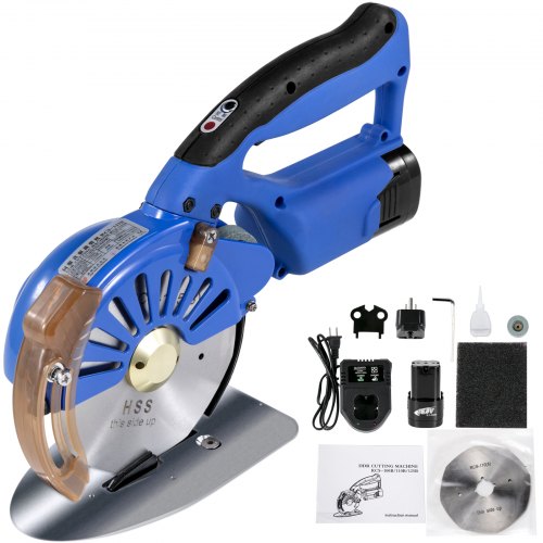 VEVOR Fabric Cutter 100mm Rotary Fabric Cutter 27mm Cutting Height Wireless Electric Rotary Cutter All-Copper Motor with Low Noise Adjustable Speed Electric Scissors For Cutting Fabric and Cotton