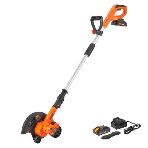 VEVOR Lawn Edger, 20 V Battery Powered Cordless Edger, 9-inch Blade Edger Lawn Tool with 3-Position Blade Depth, Battery and Charger Included, for Lawns, Driveways, Borders, and Sidewalk Edges