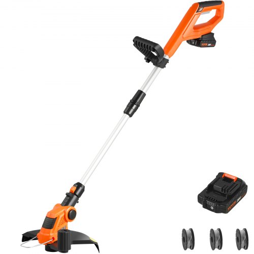 VEVOR Cordless String Trimmer, 12" 20 V Battery Powered Weed Eater With Auto Feed, 3 Spools Cordless Weed Wacker, Battery and Charger Included, for Trimming and Edging, for Lawns, Orchards, Driveways