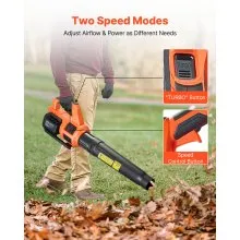 VEVOR Cordless Leaf Blower, 20V Powerful Electric Leaf Blower with 2.0Ah Battery, Fast Charging & Quiet Operation, 2 Speed Control, 450 CFM/110 MPH Lightweight Powered Blowers for Leaves Lawn Care
