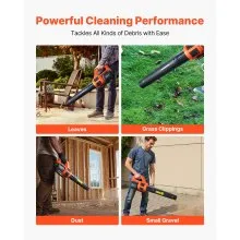 VEVOR Cordless Leaf Blower, 20V Powerful Electric Leaf Blower with 2.0Ah Battery, Fast Charging & Quiet Operation, 2 Speed Control, 450 CFM/110 MPH Lightweight Powered Blowers for Leaves Lawn Care
