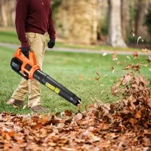 VEVOR Cordless Leaf Blower, 20V Powerful Electric Leaf Blower with 2.0Ah Battery, Fast Charging & Quiet Operation, 2 Speed Control, 450 CFM/110 MPH Lightweight Powered Blowers for Leaves Lawn Care