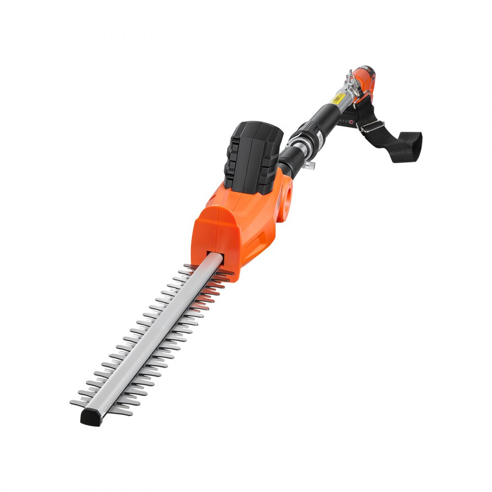 VEVOR Cordless Pole Hedge Trimmer, 20V Electric Bush Trimmer Kit with 457.2 mm Double-Edged Steel Blade, 187.5-238.5 cm Telescoping Design for High Branches (2.0Ah Battery and Fast Charger Included)