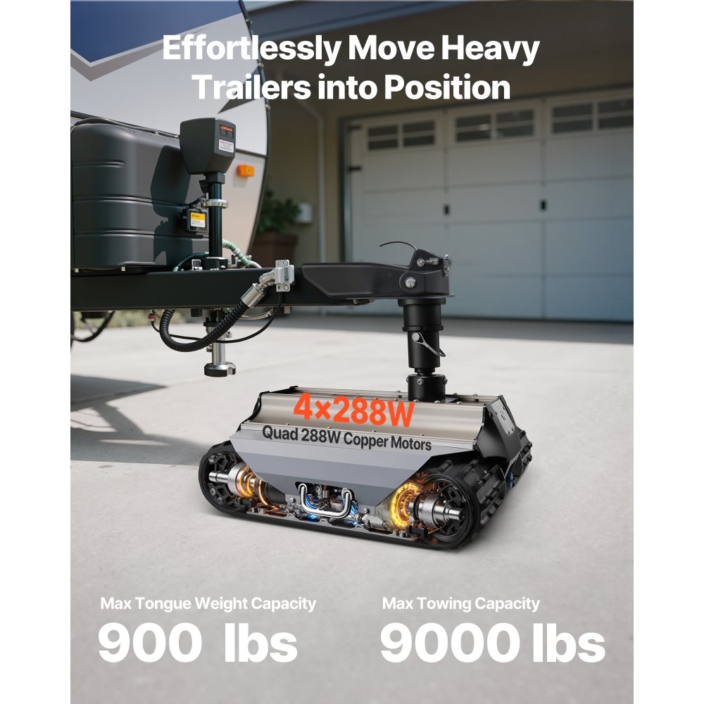 VEVOR Electric Trailer Mover, 4082 kg Max Towing Capacity, Remote-Controlled Trailer Mover with 100 m Wireless Range, Motorised Camper Trolley Kit Fits for Camper RV Caravan Boat Trailer Jack