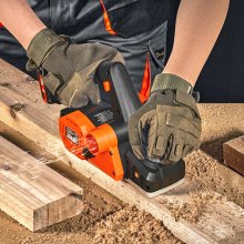 VEVOR Cordless Electric Hand Planer, 3-1/4" Width, 16000 RPM Handheld Wood Planer with Battery 5/64" Adjustable Depth HSS Blades Dual Side Dust Outlet, for Woodworking Wood Planing Surface Smoothing