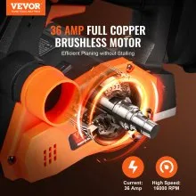 VEVOR Cordless Electric Hand Planer, 3-1/4" Width, 16000 RPM Handheld Wood Planer with Battery 5/64" Adjustable Depth HSS Blades Dual Side Dust Outlet, for Woodworking Wood Planing Surface Smoothing