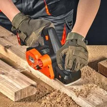 VEVOR Cordless Electric Hand Planer, 3-1/4" Width, 16000 RPM Handheld Wood Planer with Battery 5/64" Adjustable Depth HSS Blades Dual Side Dust Outlet, for Woodworking Wood Planing Surface Smoothing
