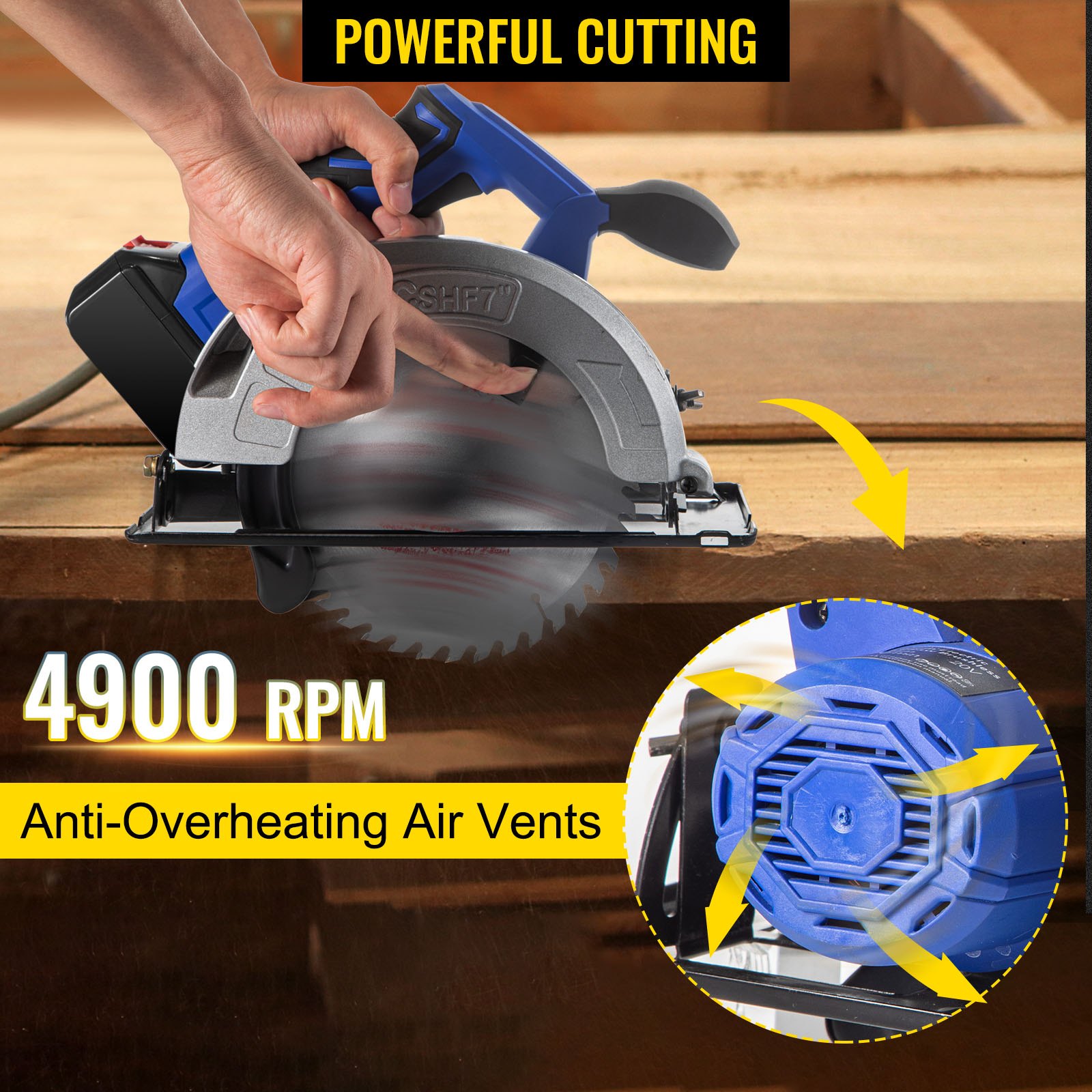 VEVOR Cordless Drill Combo Kit, Lithium-Ion Brushless 4-Pc Combo Kit, 20V Cordless Drill 2/5'', Reciprocating Saw 0-3000 SPM, 7.28" Cordless Circular Saw, Work Light, Power Tool Set for Improvement