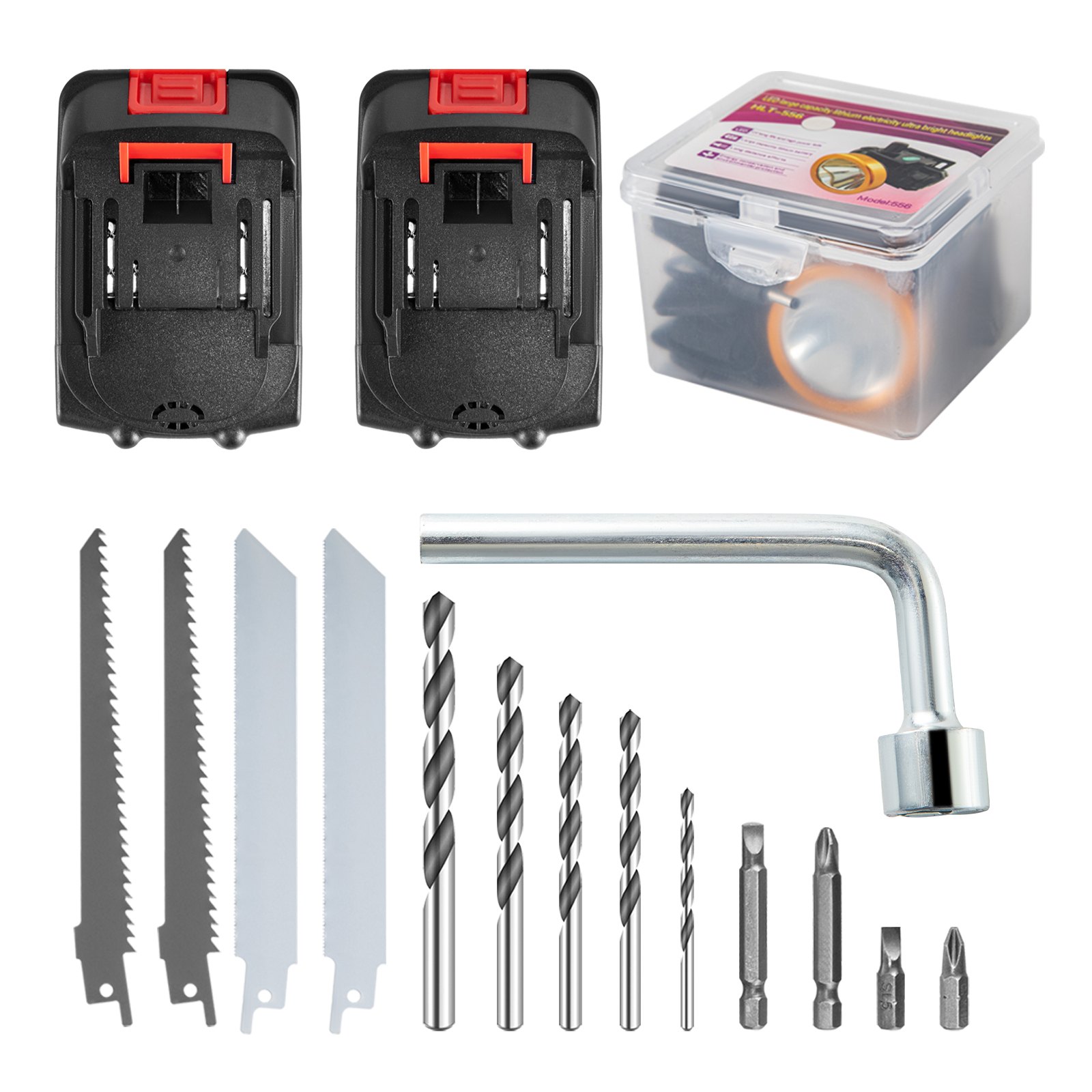 VEVOR Cordless Drill Combo Kit, Lithium-Ion Brushless 4-Pc Combo Kit, 20V Cordless Drill 2/5'', Reciprocating Saw 0-3000 SPM, 7.28" Cordless Circular Saw, Work Light, Power Tool Set for Improvement