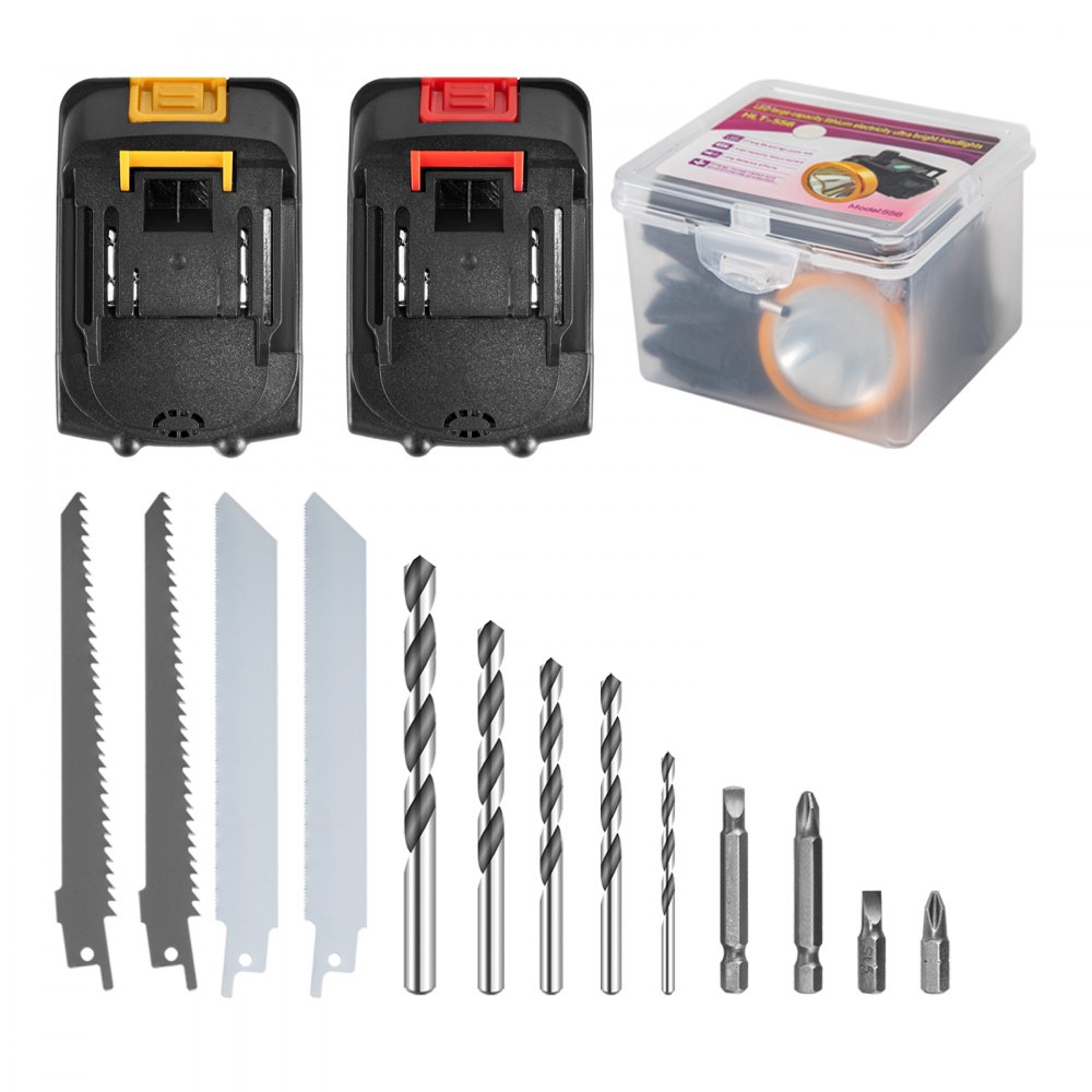 VEVOR Cordless Drill Impact Drill Reciprocating Saw Brushless Combo Kit 20V 4-Pc