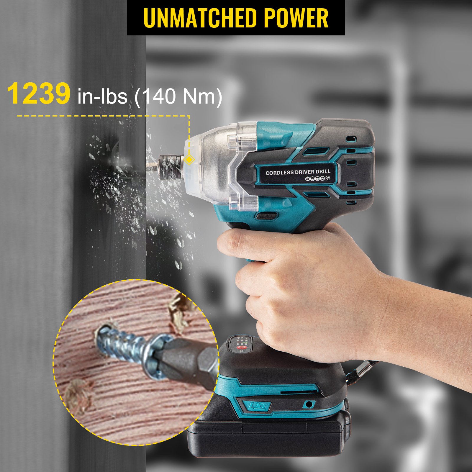VEVOR Cordless Driver Drill Brushless Cordless Impact Driver 20V Variable Speed