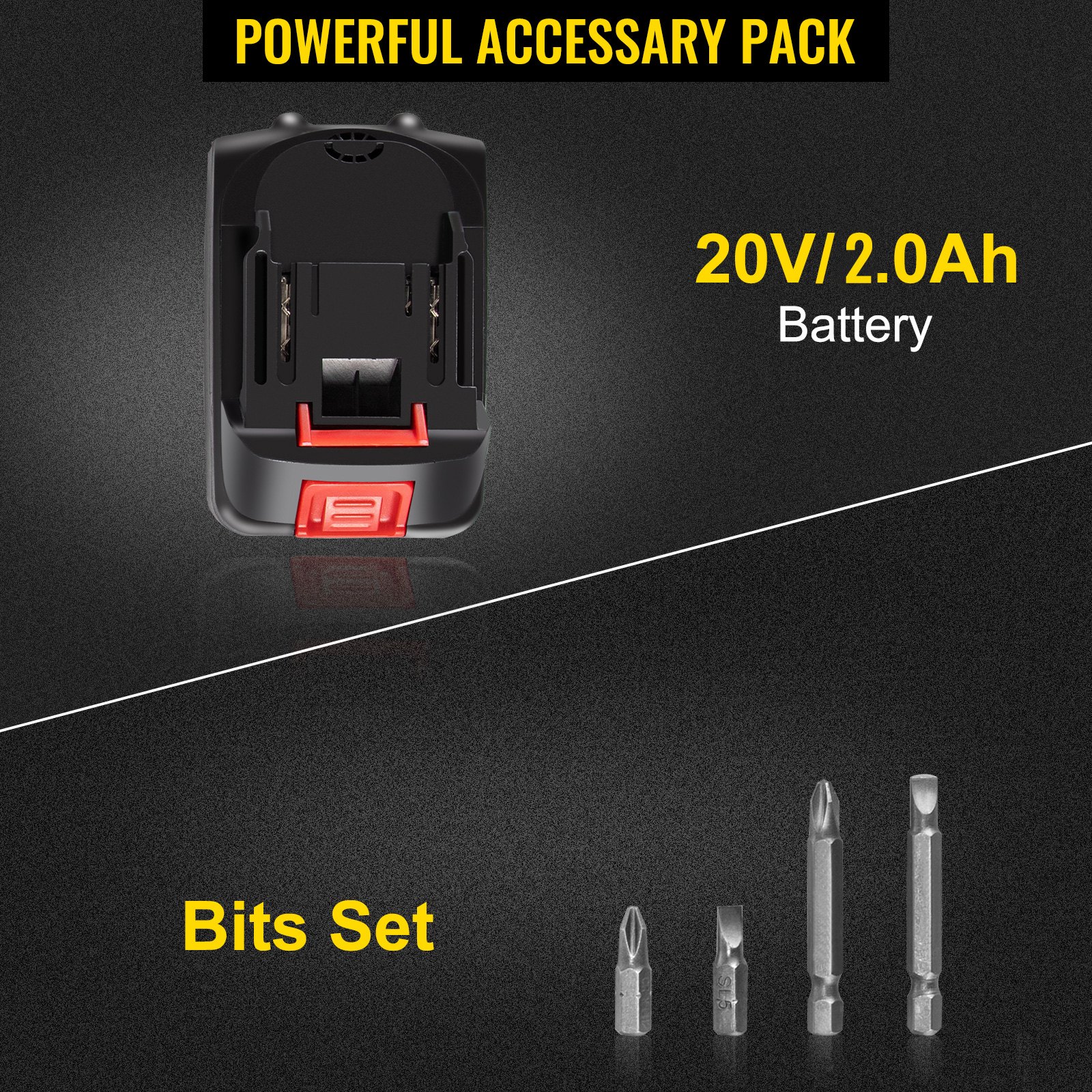 VEVOR Cordless Driver Drill Brushless Cordless Impact Driver 20V Variable Speed