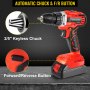 VEVOR Cordless Drill Driver, 20V 2Ah Cordless Drill Combo Kit, 2/5" Keyless Chuck Impact Drill, Electric Screwdriver Set With 2 Speed, 21+1 Torque Brushless Cordless Drill for Home Improvement & DIY