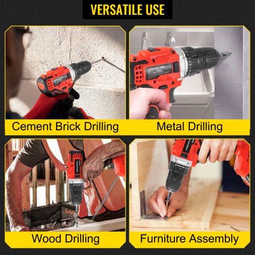 VEVOR Cordless Drill Driver, 20V 2Ah Cordless Drill Combo Kit, 2/5" Keyless Chuck Impact Drill, Electric Screwdriver Set With 2 Speed, 21+1 Torque Brushless Cordless Drill for Home Improvement & DIY