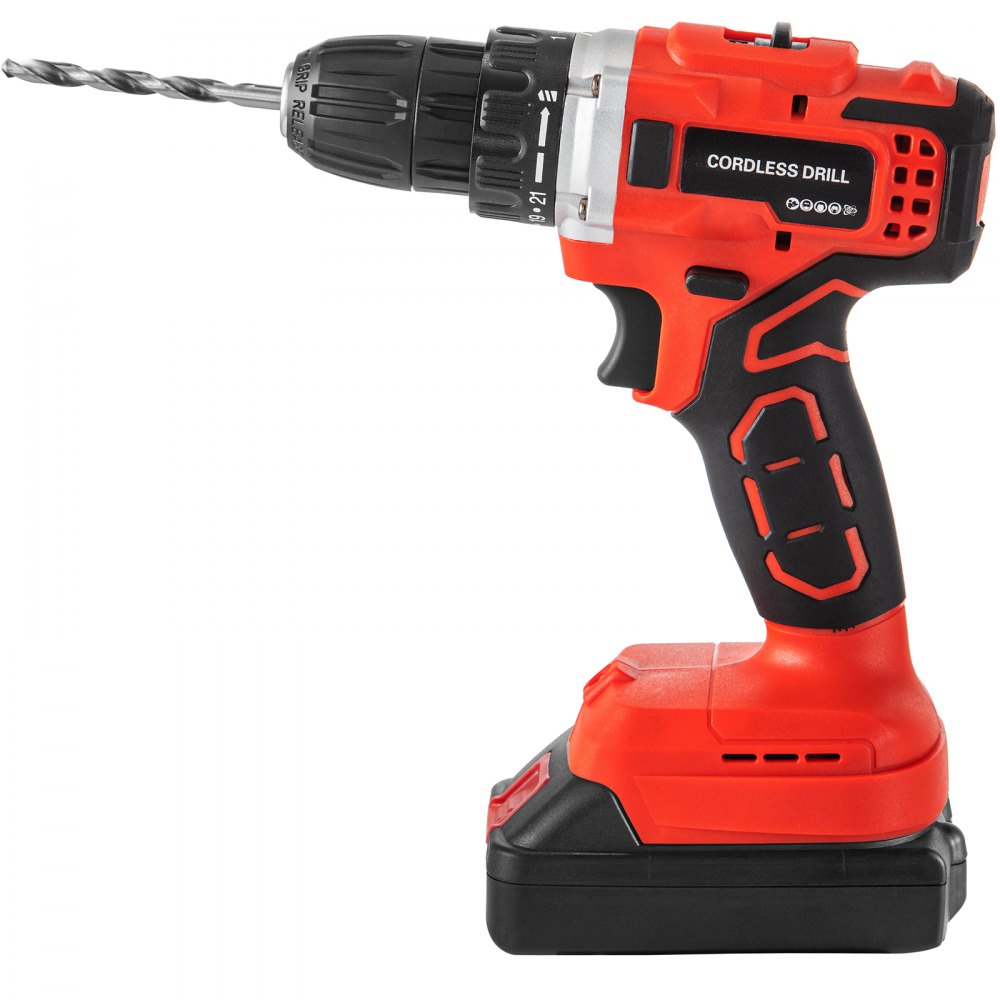 VEVOR Cordless Drill Driver, 20V 2Ah Cordless Drill Combo Kit, 10 mm Keyless Chuck Impact Drill, Electric Screwdriver Set With 2 Speed, 21+1 Torque Brushless Cordless Drill for Home Improvement & DIY
