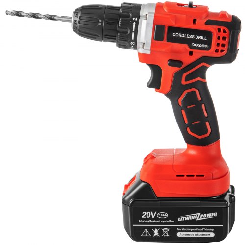 VEVOR Cordless Drill Driver, 20V 5Ah Cordless Drill Combo Kit, 2/5" Keyless Chuck Impact Drill, Electric Screwdriver Set With 2 Speed, 21+1 Torque Brushless Cordless Drill for Home Improvement & DIY