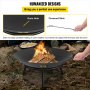 VEVOR Fire Pit Bowl, 22-Inch Deep Round Carbon Steel Fire Bowl, Wood Burning for Outdoor Patios, Backyards & Camping Uses, with A Drain Hole and A Firewood Stick, Black