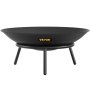 VEVOR Fire Pit Bowl, 22-Inch Deep Round Carbon Steel Fire Bowl, Wood Burning for Outdoor Patios, Backyards & Camping Uses, with A Drain Hole and A Firewood Stick, Black