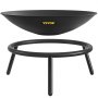 VEVOR Fire Pit Bowl, 22-Inch Deep Round Carbon Steel Fire Bowl, Wood Burning for Outdoor Patios, Backyards & Camping Uses, with A Drain Hole and A Firewood Stick, Black