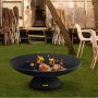 VEVOR Fire Pit Bowl, 30-Inch Deep Round Cast Iron Fire Bowl, Wood Burning for Outdoor Patios, Backyards & Camping Uses, with A Stable Bowl Designed Base and A Firewood Stick, Black