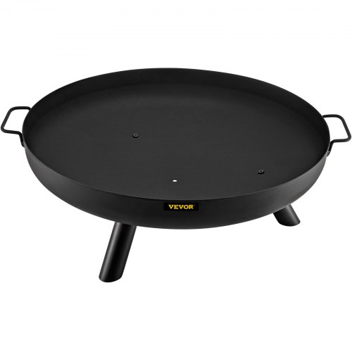 VEVOR Fire Pit Bowl, 28-Inch Diameter Round Carbon Steel Fire Bowl, Wood Burning for Outdoor Patios, Backyards & Camping Uses, with A Drain Hole, Portable Handles and A Firewood Stick, Black
