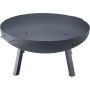 VEVOR fire pit bowl with sturdy legs and handles in a sleek, black finish.