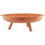 VEVOR fire pit bowl with handles and sturdy legs in warm terracotta color.