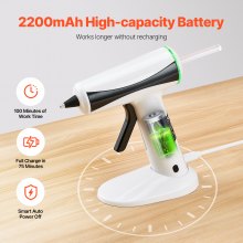 VEVOR Hot Glue Gun, Rechargeable Cordless Glue Gun, Mini Wireless Hot Glue Gun Kit with 2200mAh Battery, 20 Pcs Glue Sticks, Fast Preheating & High Temp, for Crafts, Arts, DIY, Quick Home Repairs